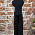 Dex Textured Flowy Pants in Black-220 Pants-Little Bird Boutique