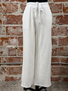 Dex Pull On Textured Pants in White-220 Pants-Little Bird Boutique