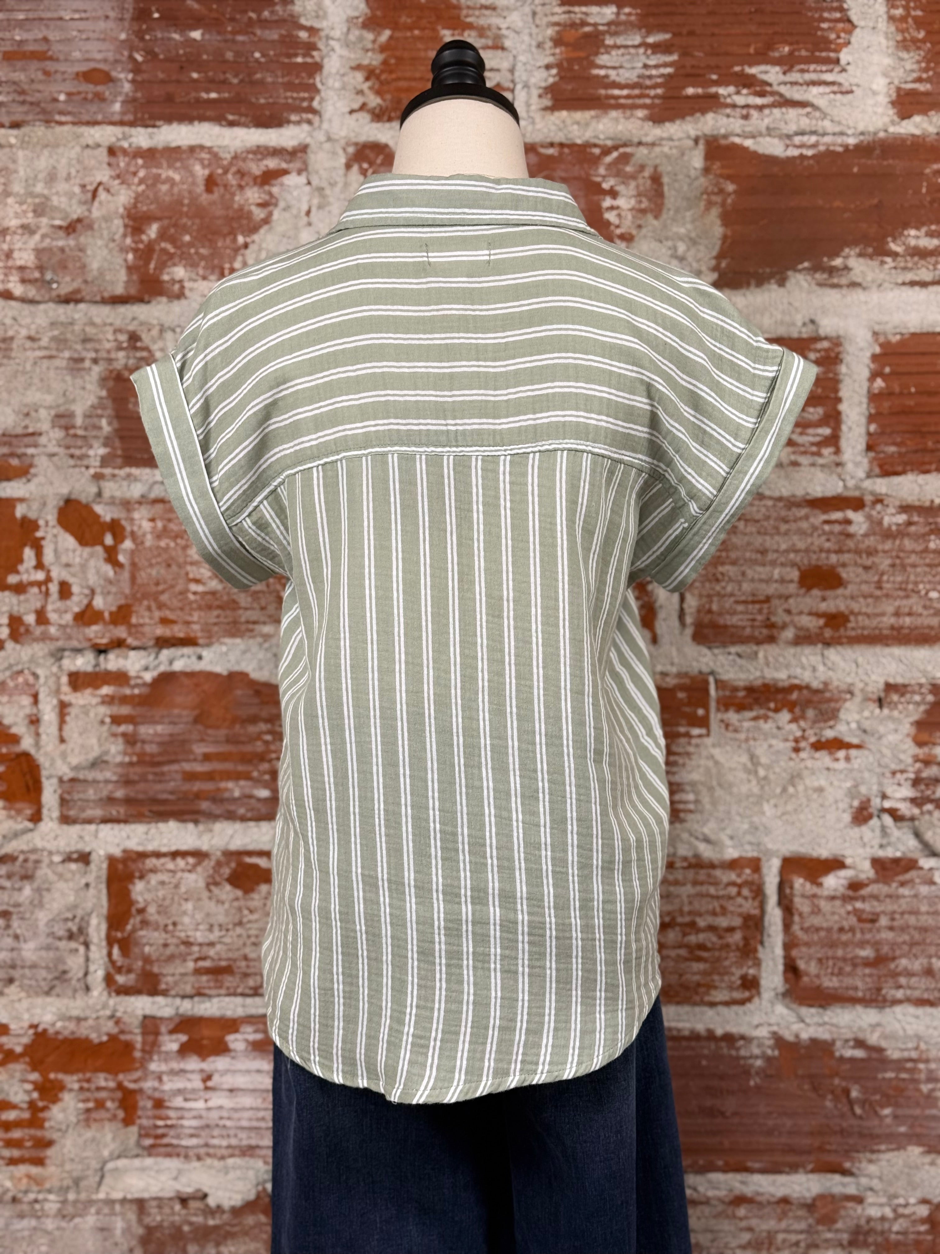 Thread and Supply Verna Shirt in Sage White-112 - Woven Top S/S (Dec - May)-Little Bird Boutique