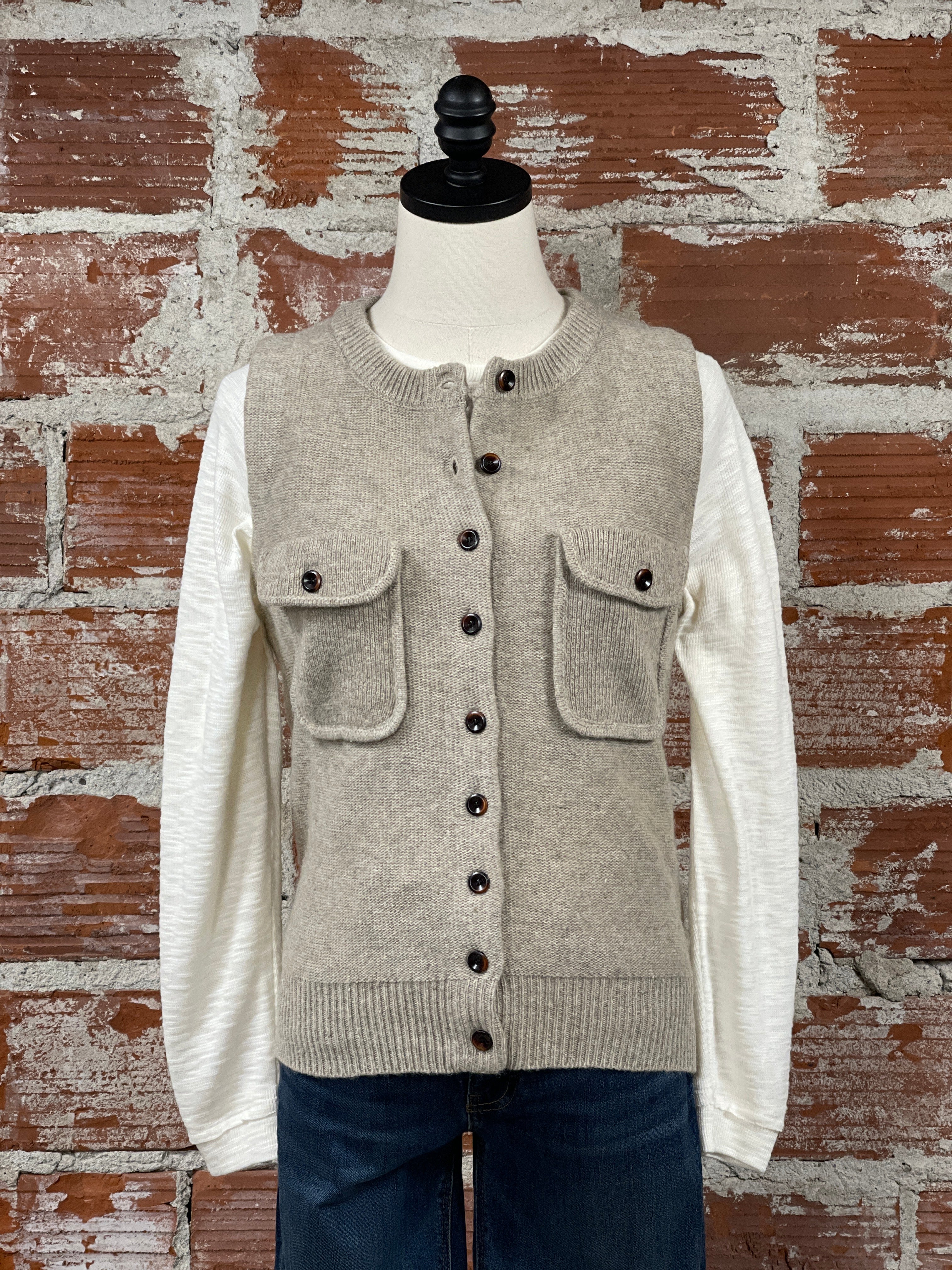 Elle Sweater Vest in Taupe-131 - Sweaters F/W (June - Nov)-Little Bird Boutique