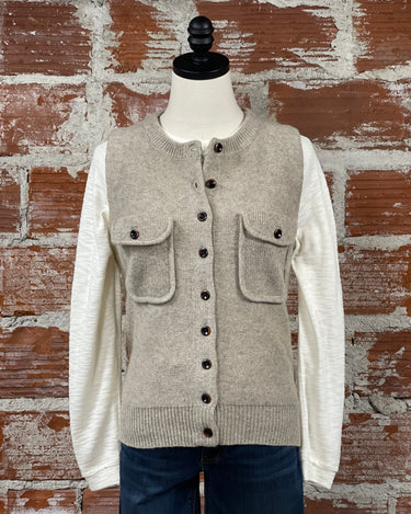 Elle Sweater Vest in Taupe-131 - Sweaters F/W (June - Nov)-Little Bird Boutique