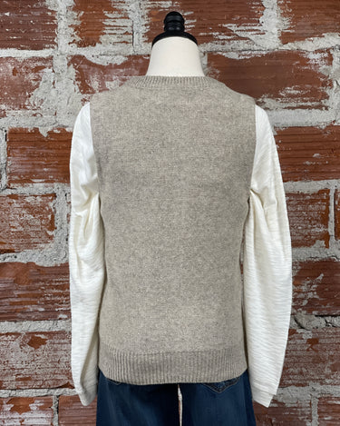Elle Sweater Vest in Taupe-131 - Sweaters F/W (June - Nov)-Little Bird Boutique
