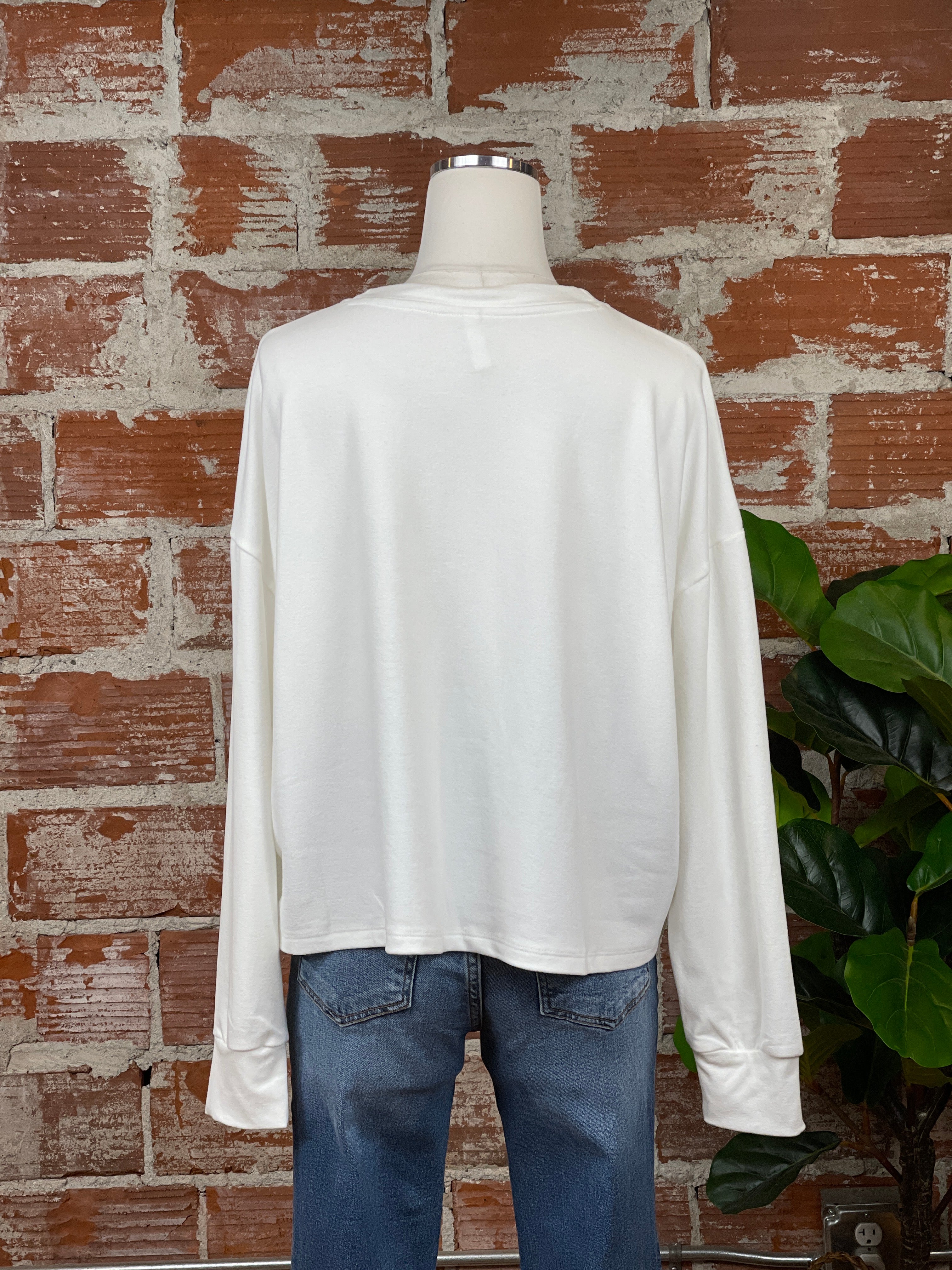 Softest Sweatshirt in White-122 - Jersey Tops S/S (Jan - June)-Little Bird Boutique