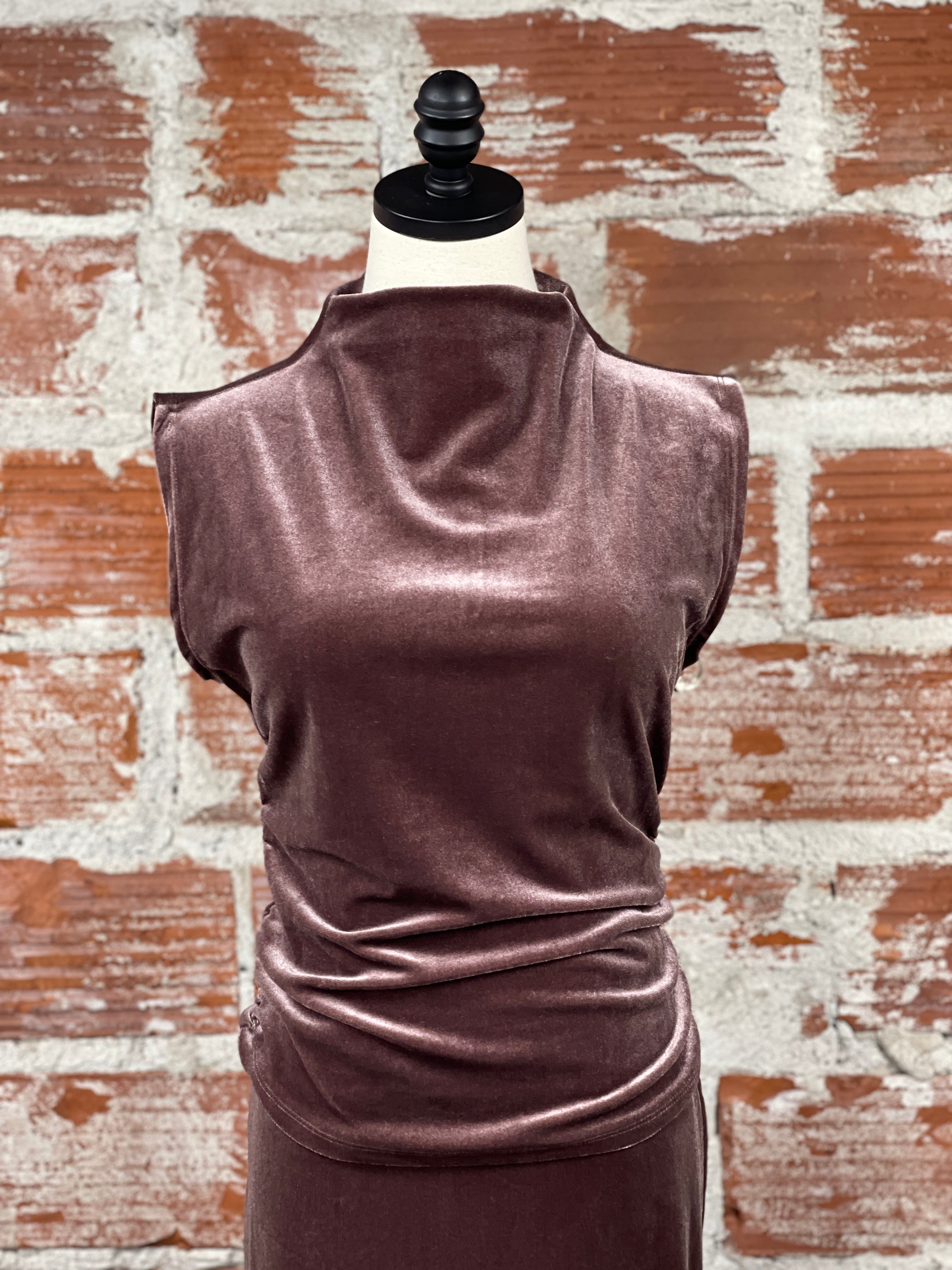 Dex Velvet Top in Chestnut-123 - Jersey Tops (Holiday)-Little Bird Boutique