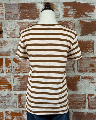 Sanctuary Perfect Tee in Earth Pink and Sepia Stripe-122 - Jersey Tops S/S (Dec - May)-Little Bird Boutique