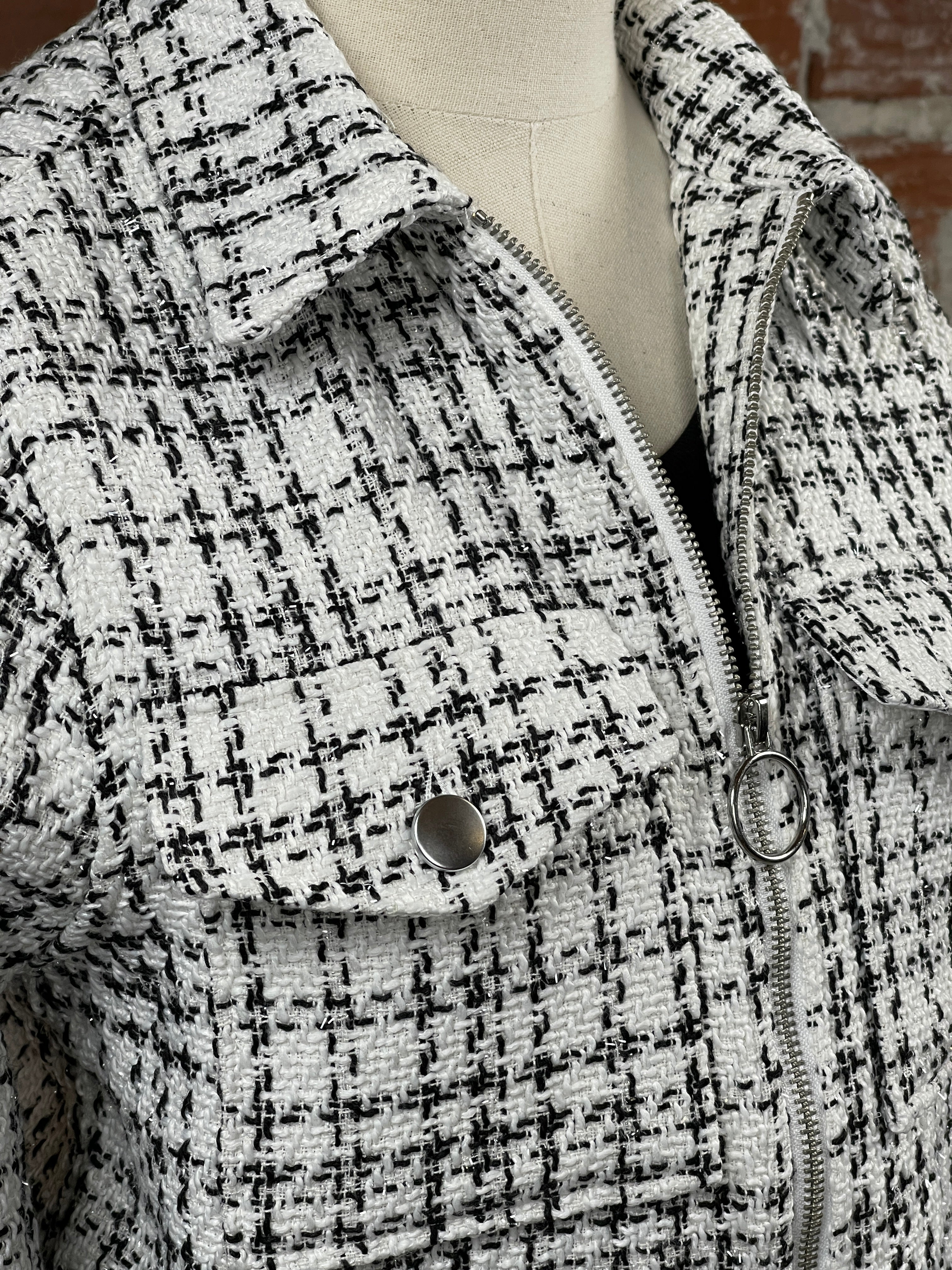 Jak and Rae Nyra Jacket in Black and White Tweed-141 Outerwear Coats & Jackets-Little Bird Boutique