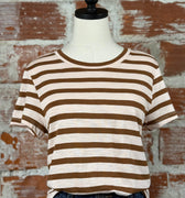 Sanctuary Perfect Tee in Earth Pink and Sepia Stripe-122 - Jersey Tops S/S (Dec - May)-Little Bird Boutique