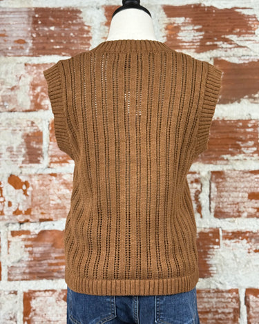 Sanctuary Pointelle Shell in Sepia-132 - Sweaters S/S (Dec - May)-Little Bird Boutique