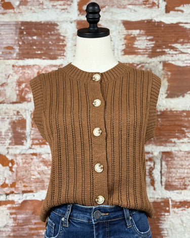 Sanctuary Pointelle Shell in Sepia-132 - Sweaters S/S (Dec - May)-Little Bird Boutique