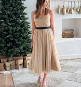 Bella Dress in Champagne-152 Dresses - Long-Little Bird Boutique