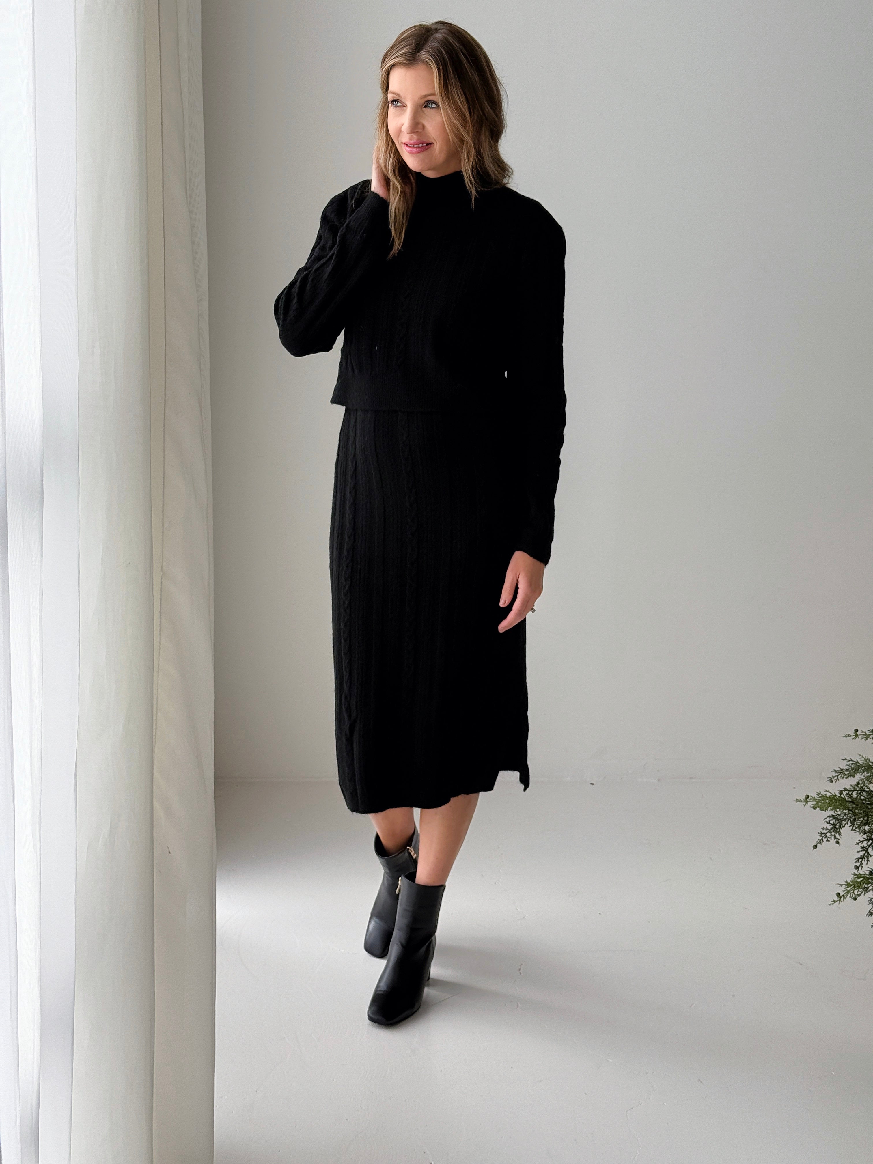 Flag and Anthem Mecca Midi Dress in Black Heather-152 Dresses - Long-Little Bird Boutique