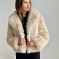 Apricot Fur Collar Short Coat in Cream-141 Outerwear Coats & Jackets-Little Bird Boutique