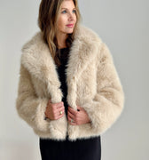 Apricot Fur Collar Short Coat in Cream-141 Outerwear Coats & Jackets-Little Bird Boutique