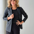 Benedict Faux Leather Blazer in Black-141 Outerwear Coats & Jackets-Little Bird Boutique
