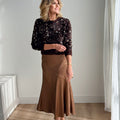 Silky Skirt in Camel-231 Skirts-Little Bird Boutique