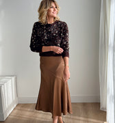 Silky Skirt in Camel-231 Skirts-Little Bird Boutique