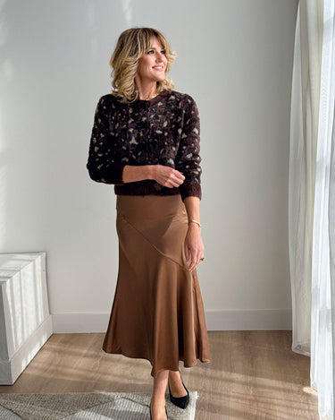 Silky Skirt in Camel-231 Skirts-Little Bird Boutique