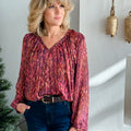 Dear John Piaf Blouse in Pomegranate Flame-113 - Woven Tops (Holiday)-Little Bird Boutique