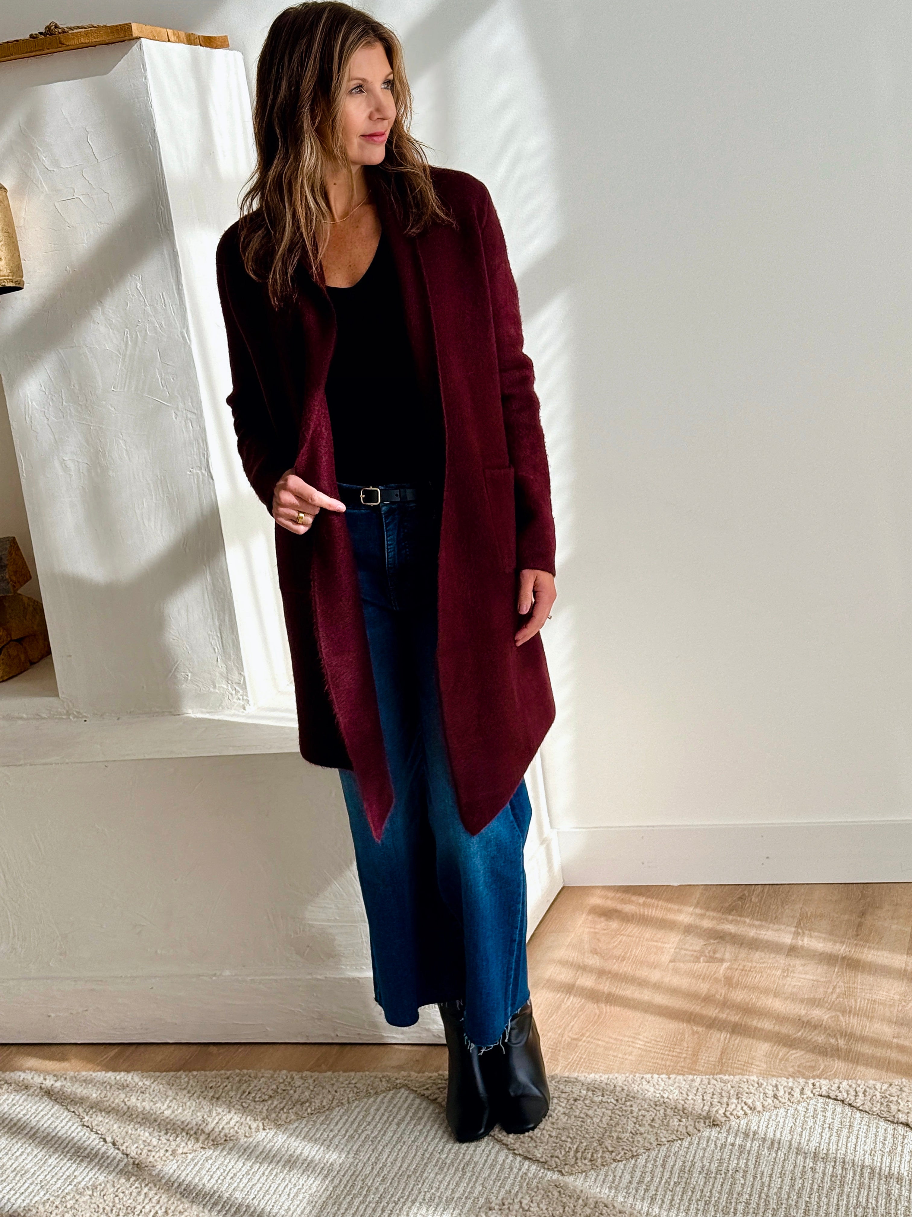 Stockport Jacket in Aubergine-131 - Sweaters F/W (June - Nov)-Little Bird Boutique