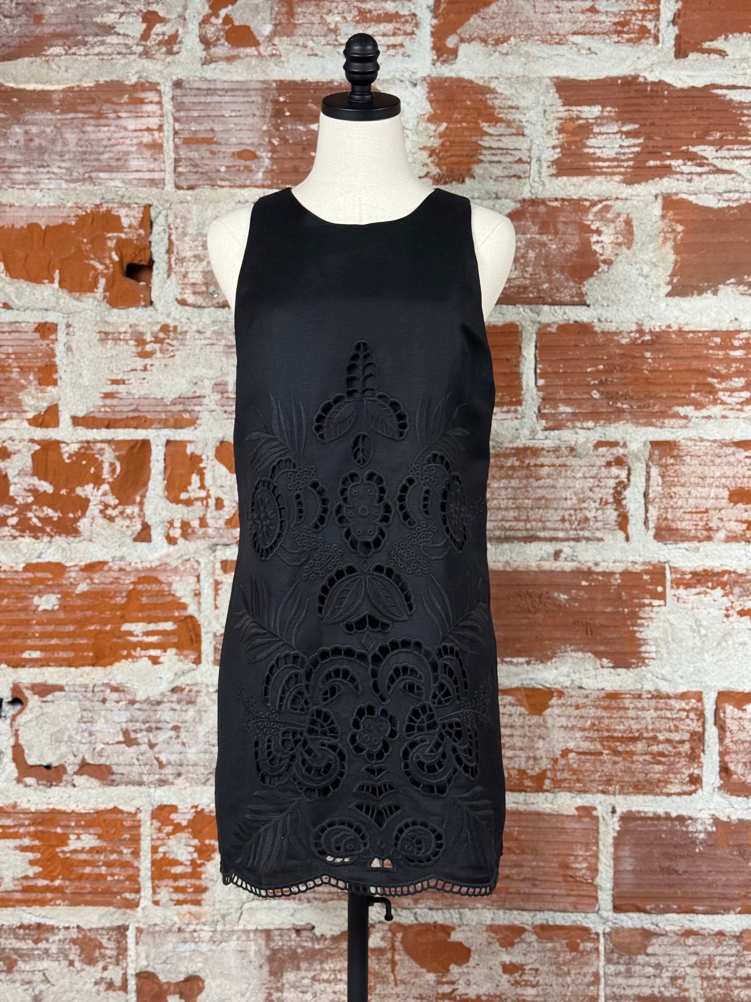 Sanctuary Embroidered Blooms Dress in Black-151 Dresses - Short-Little Bird Boutique