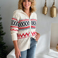 Anemone Fair Isle Cardigan Sweater in Off White-133 - Sweaters (Holiday)-Little Bird Boutique