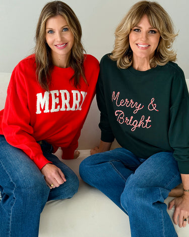 Z Supply Merry and Bright Sunday Sweatshirt in Garland Green-133 - Sweaters (Holiday)-Little Bird Boutique