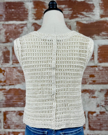 Addie Crochet Vest in Natural-132 - Sweaters S/S (Dec - May)-Little Bird Boutique
