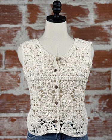 Addie Crochet Vest in Natural-132 - Sweaters S/S (Dec - May)-Little Bird Boutique