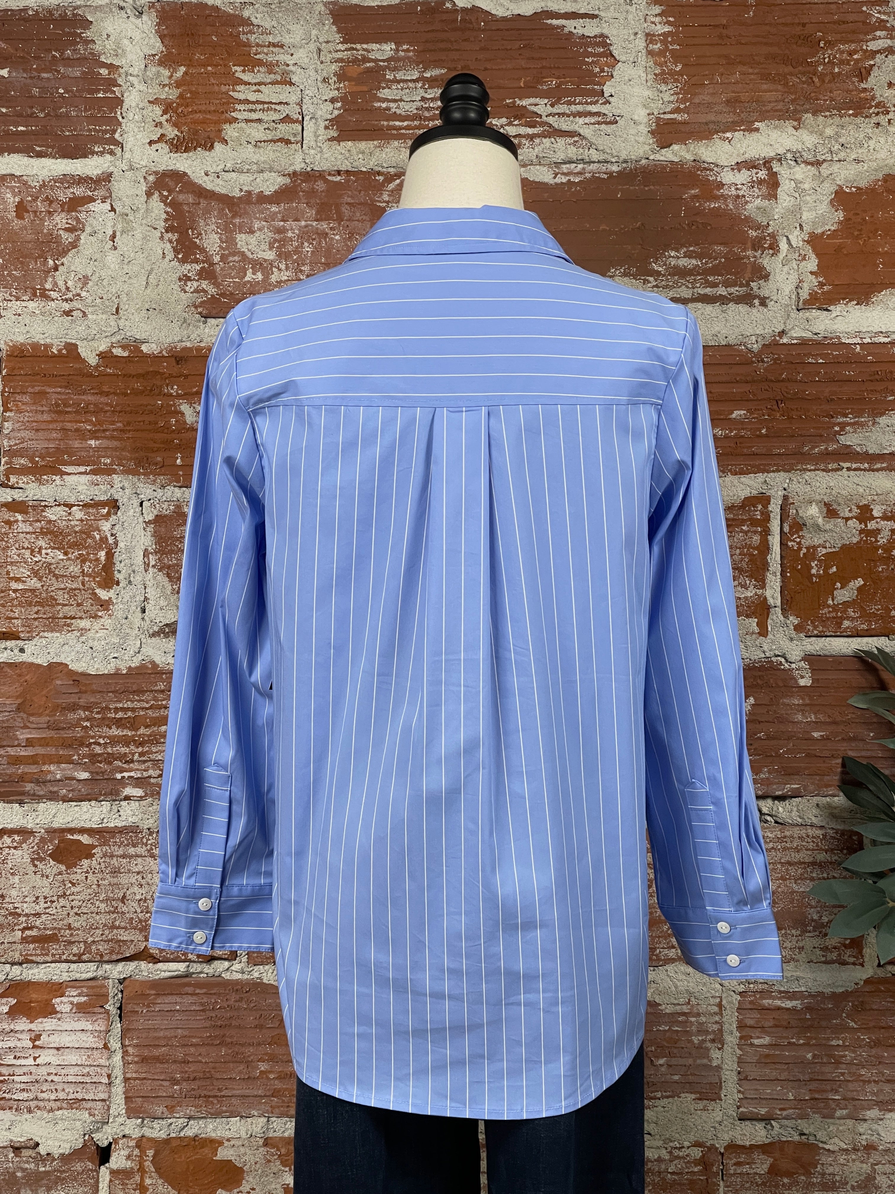 Liverpool Pinstripe Shirt in Lt. Blue-111 - Woven Top F/W (June- Nov)-Little Bird Boutique