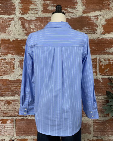 Liverpool Pinstripe Shirt in Lt. Blue-111 - Woven Top F/W (June- Nov)-Little Bird Boutique