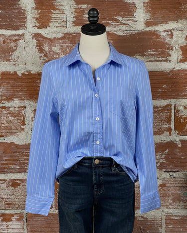 Liverpool Pinstripe Shirt in Lt. Blue-111 - Woven Top F/W (June- Nov)-Little Bird Boutique