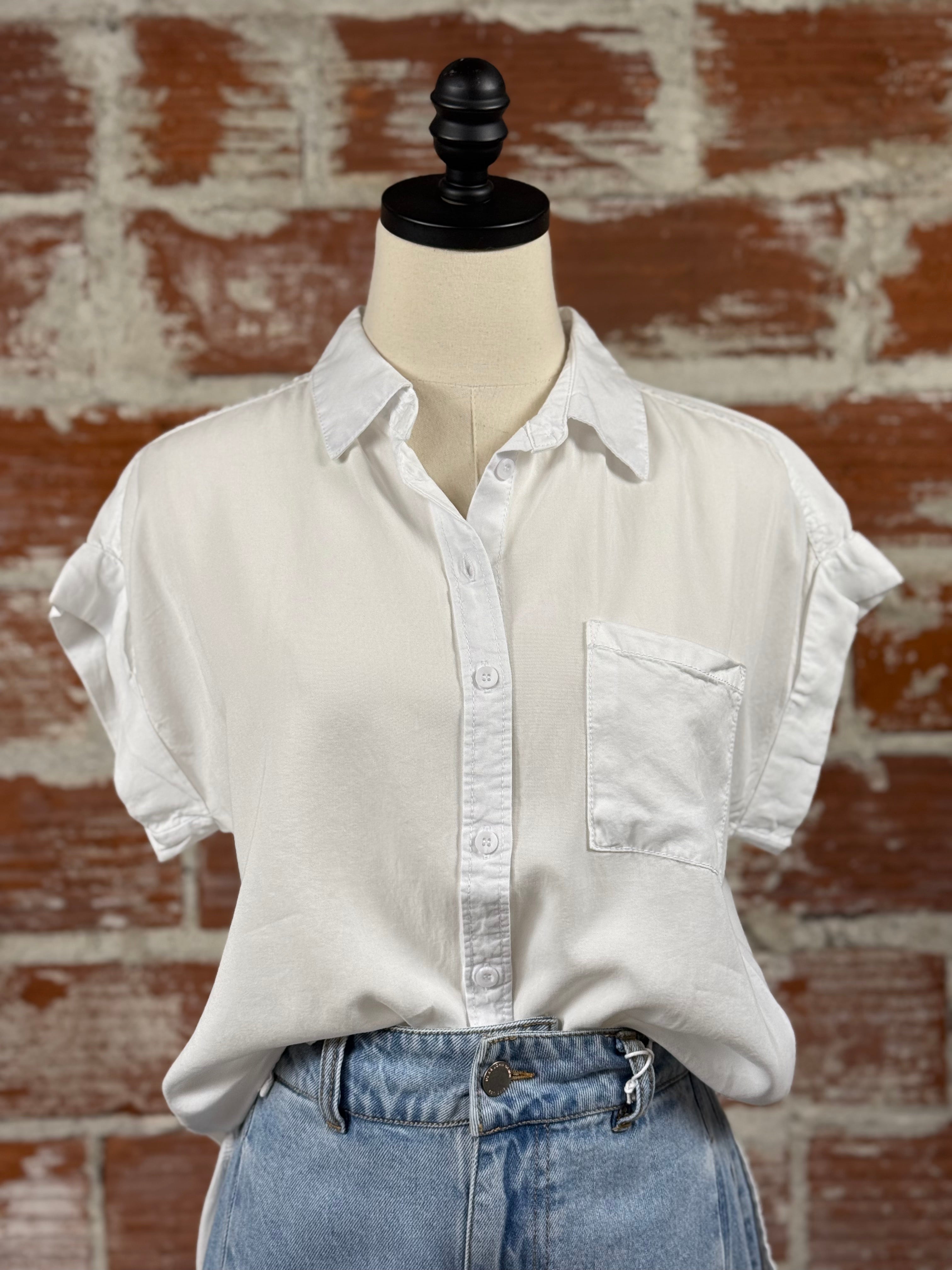 Jak and Rae Edison Top in Optic White-112 - Woven Top S/S (Dec - May)-Little Bird Boutique