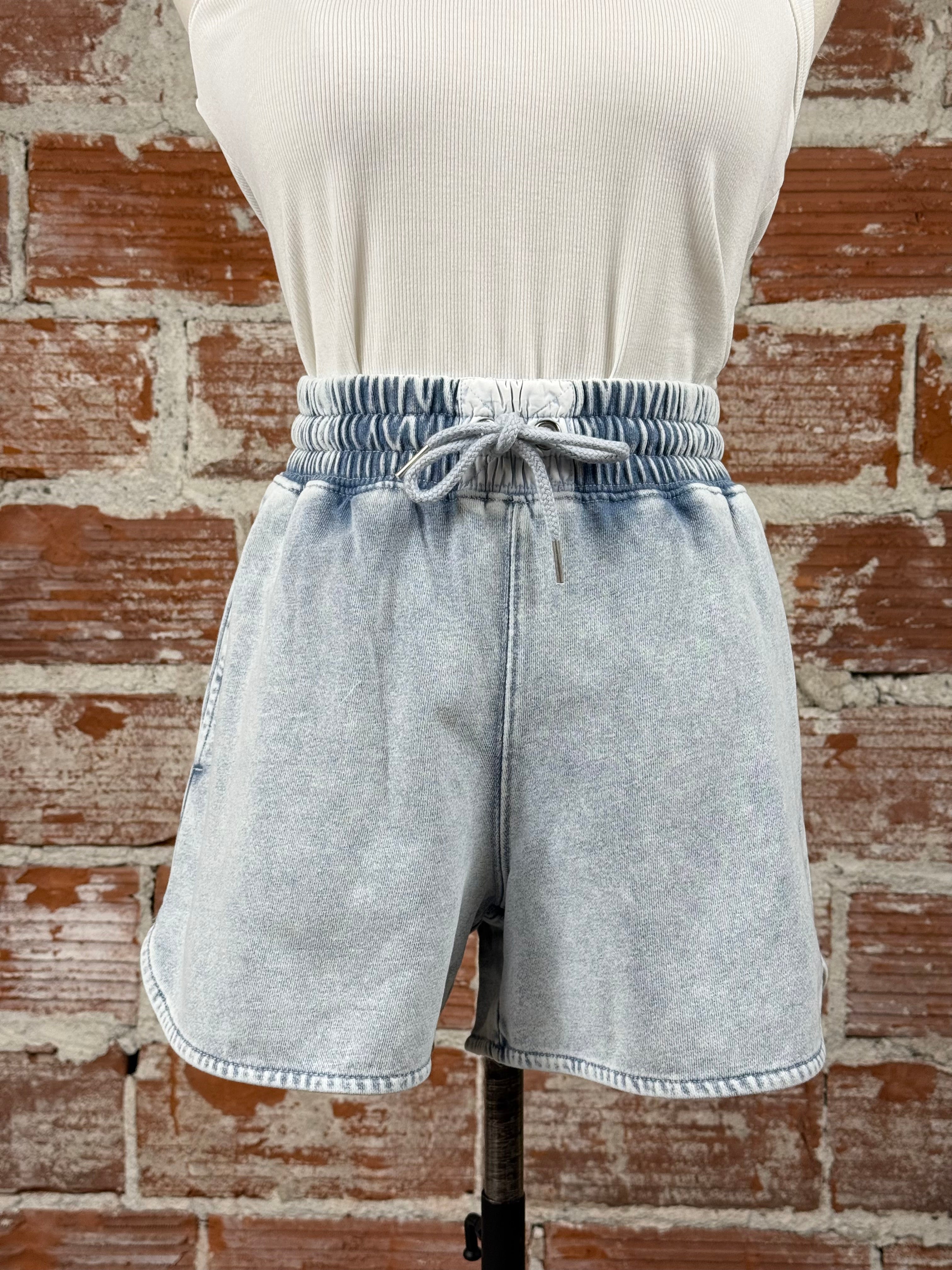 Flag and Anthem Burleigh Terry Short in Light Indigo-232 Shorts-Little Bird Boutique