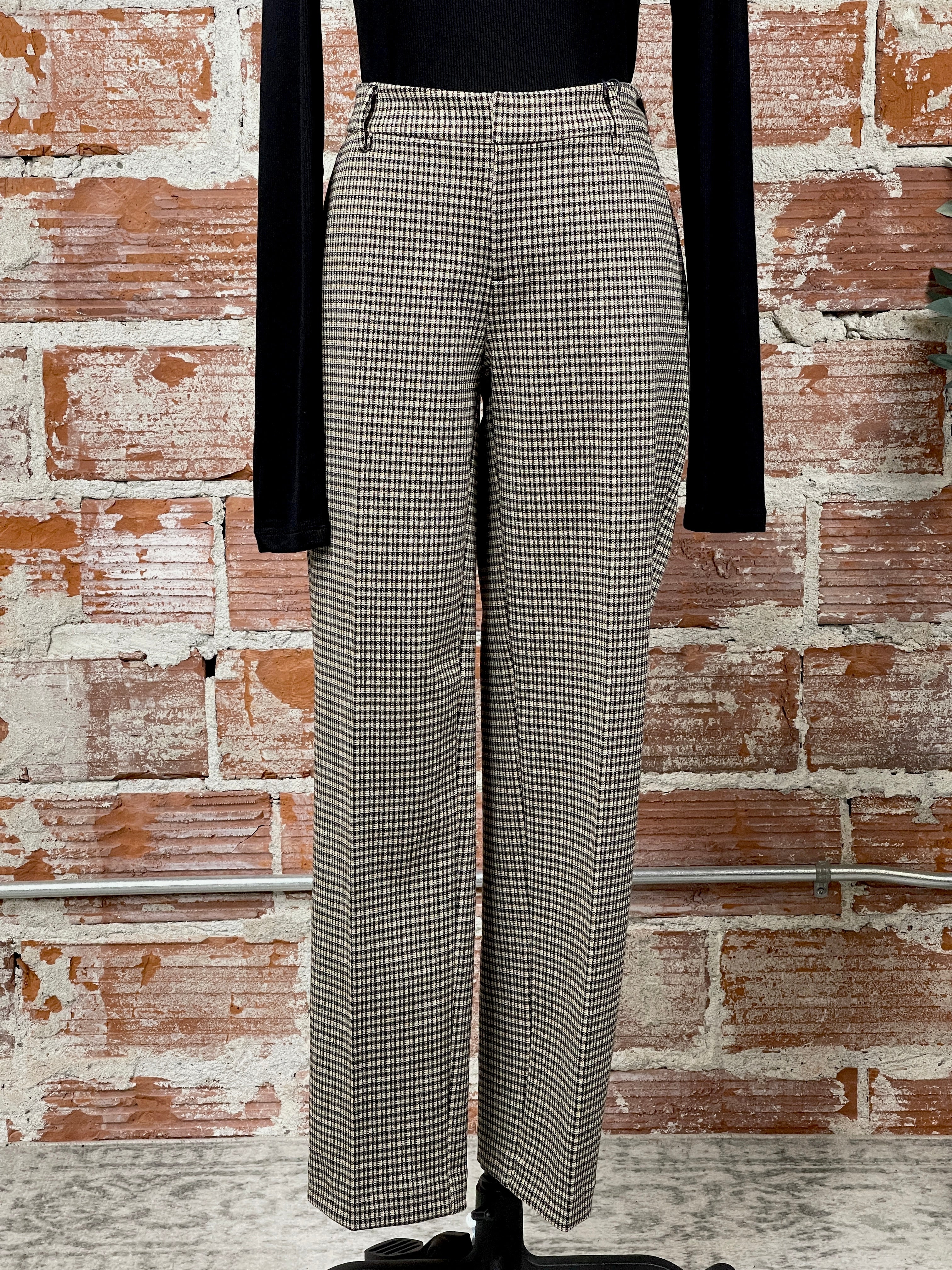 Liverpool Kelsey Trouser in Black and Tan Herringbone-220 Pants-Little Bird Boutique