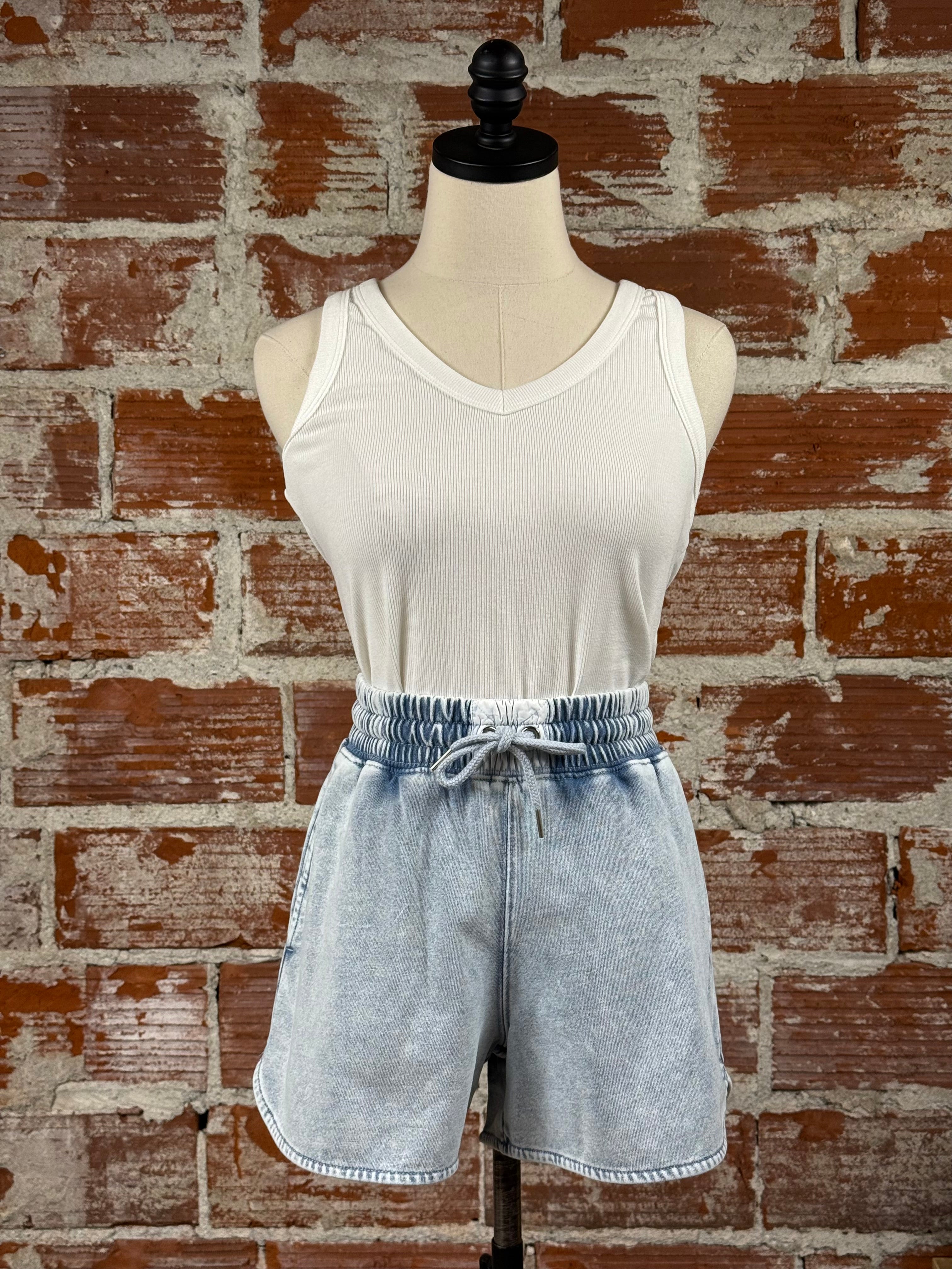 Flag and Anthem Burleigh Terry Short in Light Indigo-232 Shorts-Little Bird Boutique