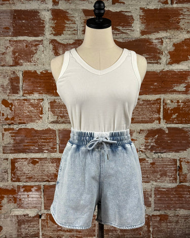 Flag and Anthem Burleigh Terry Short in Light Indigo-232 Shorts-Little Bird Boutique