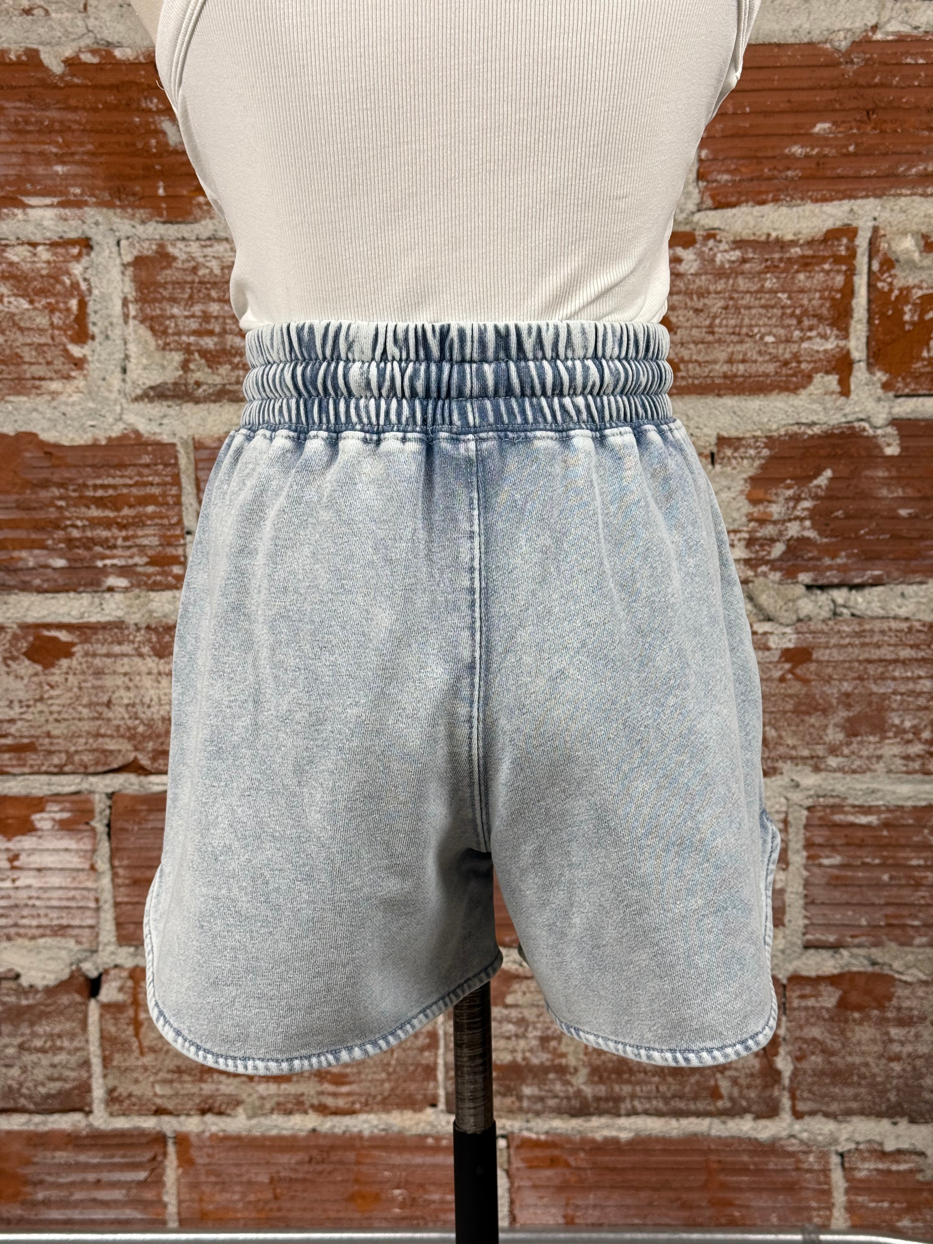 Flag and Anthem Burleigh Terry Short in Light Indigo-232 Shorts-Little Bird Boutique