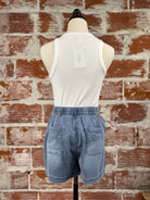 Flag and Anthem Buffy Drawstring Short in Light Wash-232 Shorts-Little Bird Boutique