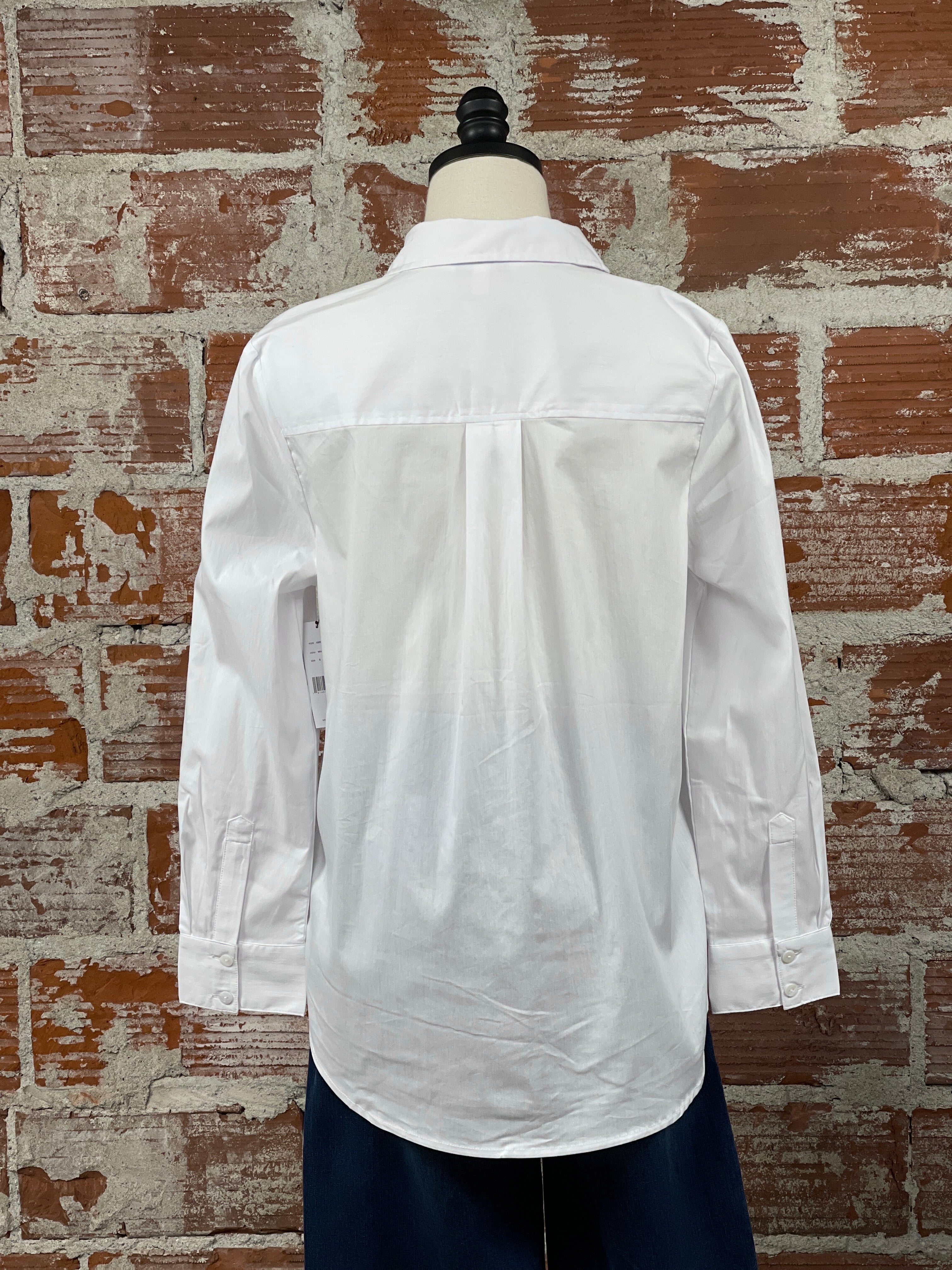 Liverpool Classic Top with Pocket in White-111 - Woven Top F/W (June- Nov)-Little Bird Boutique