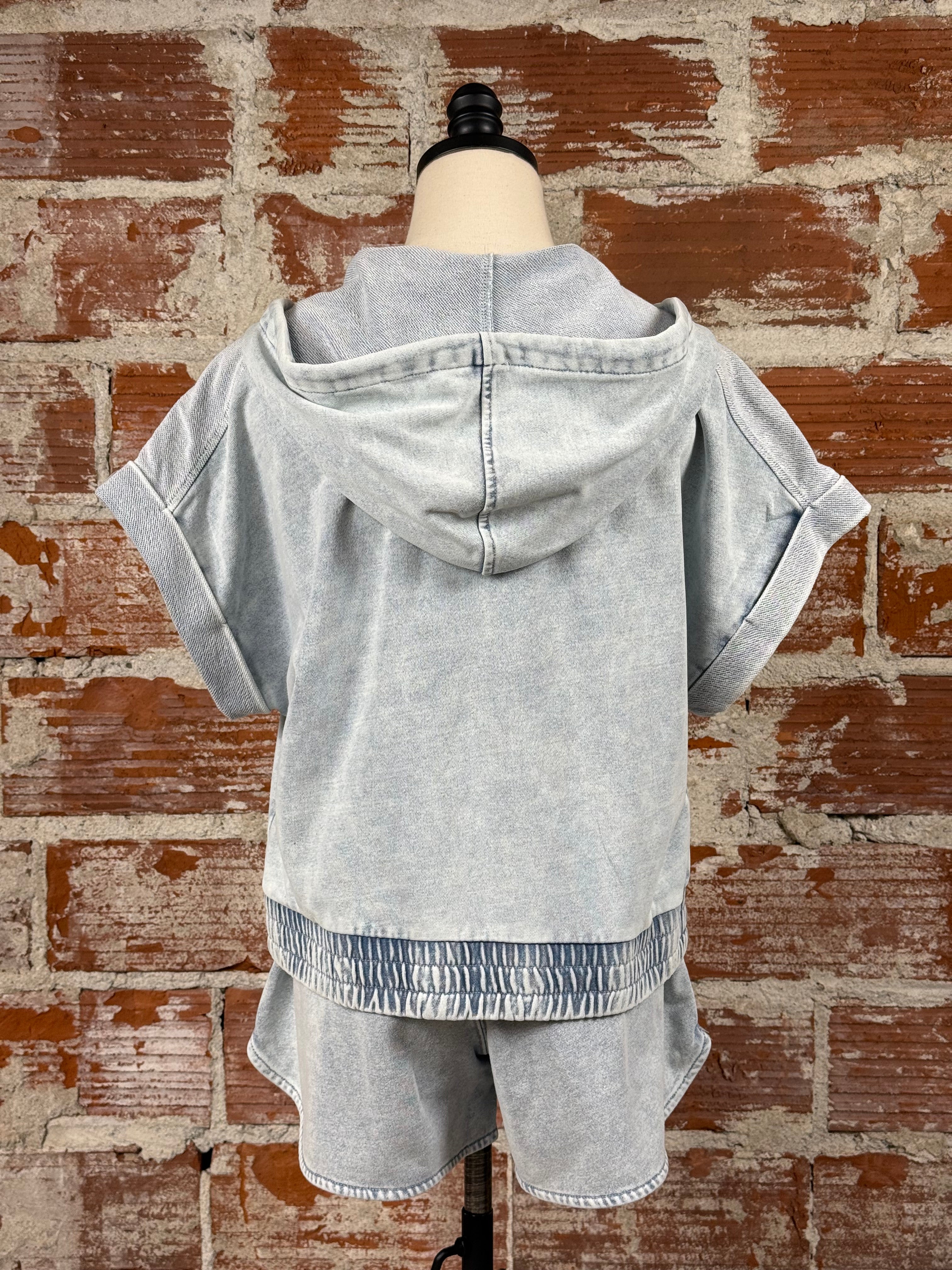 Flag and Anthem Burleigh Terry Short in Light Indigo-232 Shorts-Little Bird Boutique