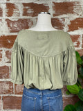 Free People Peasant Top in Olive-121 Jersey Tops - Short Sleeve-Little Bird Boutique