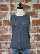 Lovestitch Boucle Sweater Tank in Denim-132 - Sweaters S/S (Dec - May)-Little Bird Boutique