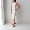 Sanctuary Contrast Trim Maxi Dress in Sandstone and White Stripe-152 Dresses - Long-Little Bird Boutique