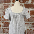 Evie Top in Charcoal Stripe-112 - Woven Top S/S (Dec - May)-Little Bird Boutique