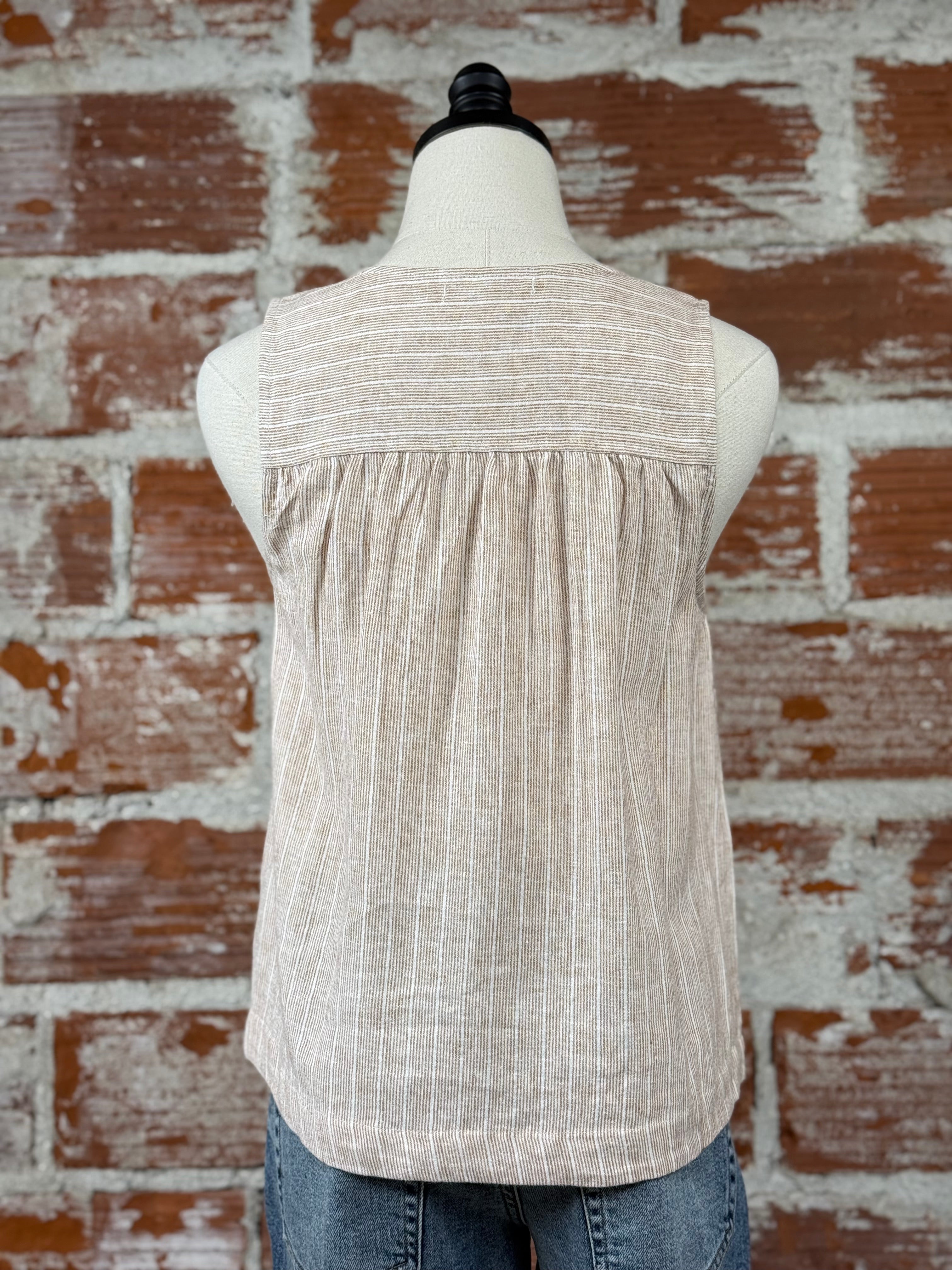 Chill Tank in Almond-112 - Woven Top S/S (Dec - May)-Little Bird Boutique