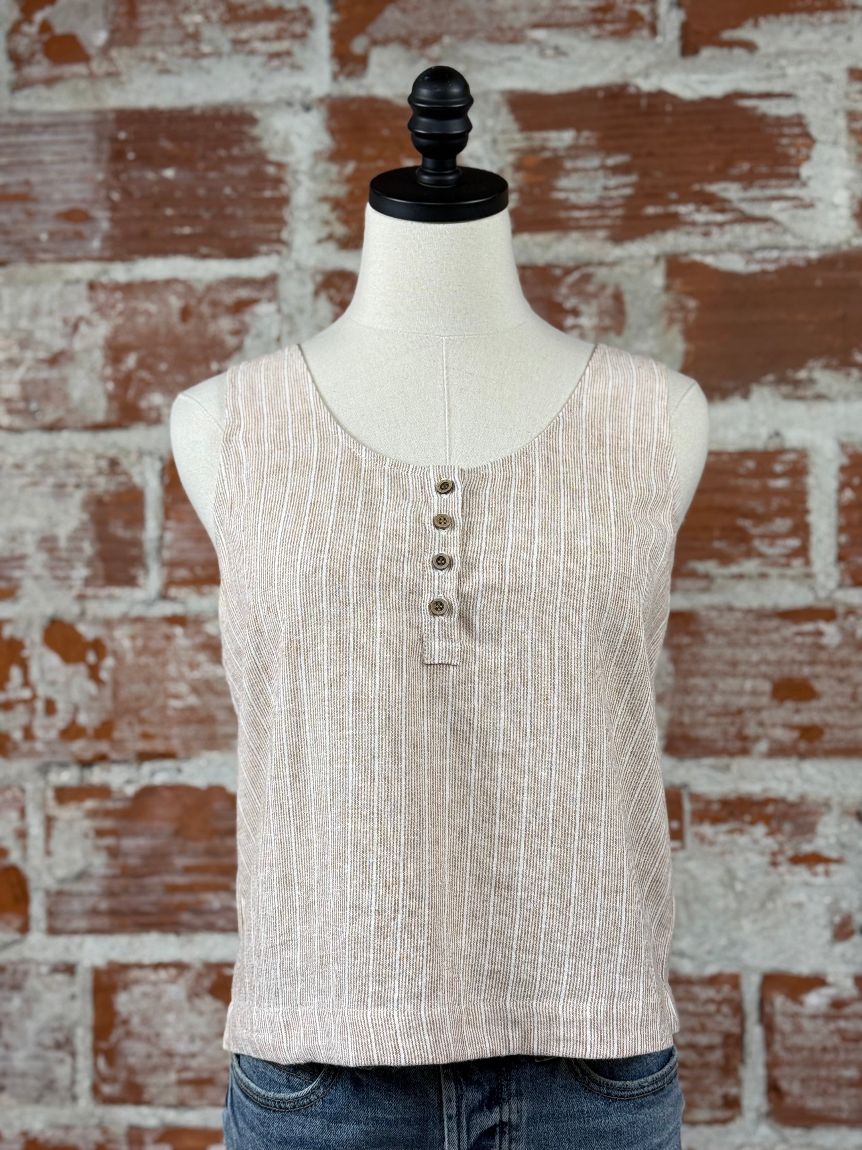 Chill Tank in Almond-112 - Woven Top S/S (Dec - May)-Little Bird Boutique
