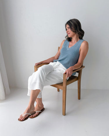 Reed Sweater Tank in Denim-132 - Sweaters S/S (Dec - May)-Little Bird Boutique