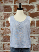 Chill Tank in Denim Blue-112 - Woven Top S/S (Dec - May)-Little Bird Boutique