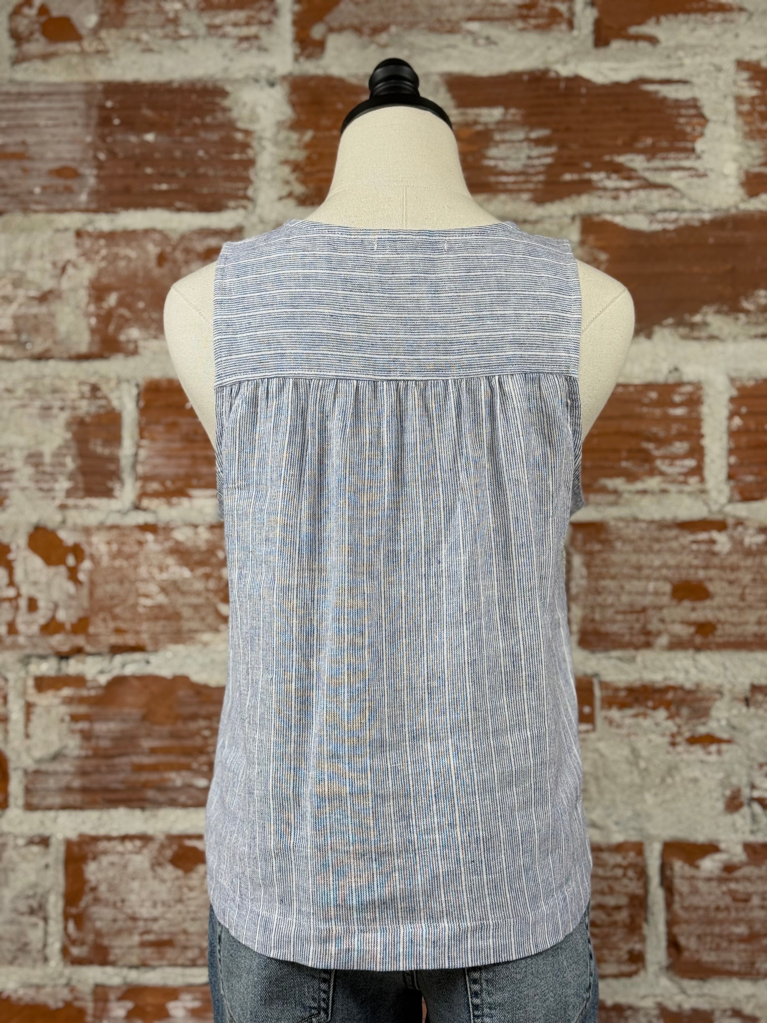 Chill Tank in Denim Blue-112 - Woven Top S/S (Dec - May)-Little Bird Boutique