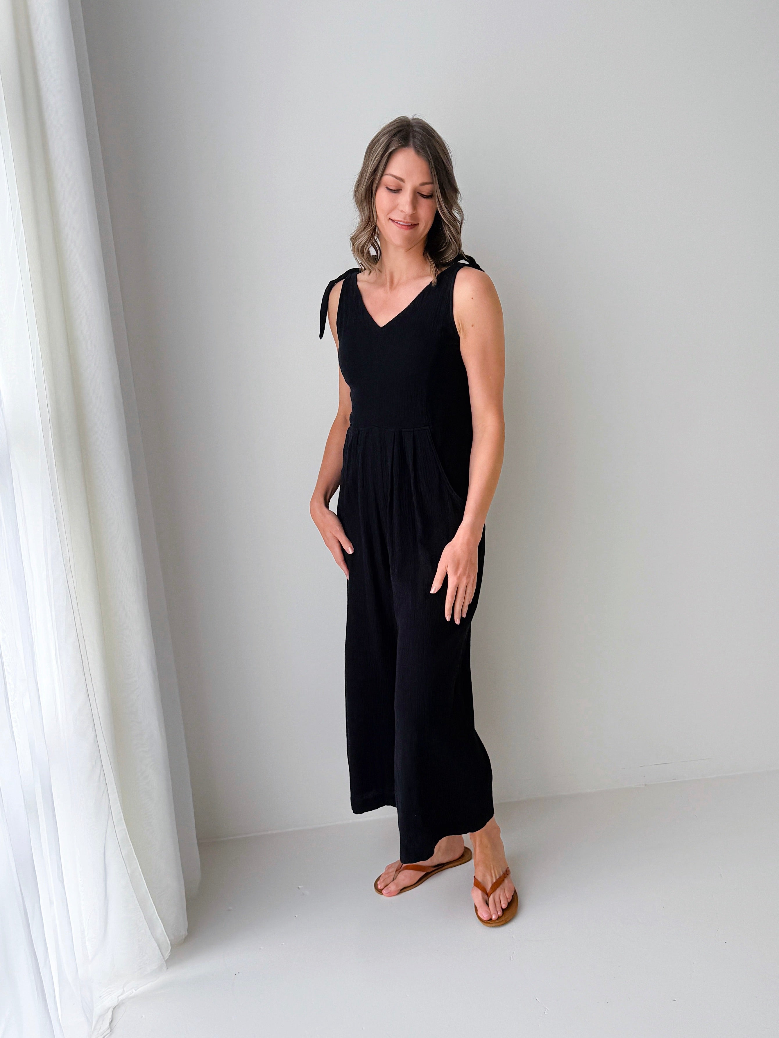 Apricot Tetra Jumpsuit in Black-160 Jumpsuits/ Rompers-Little Bird Boutique